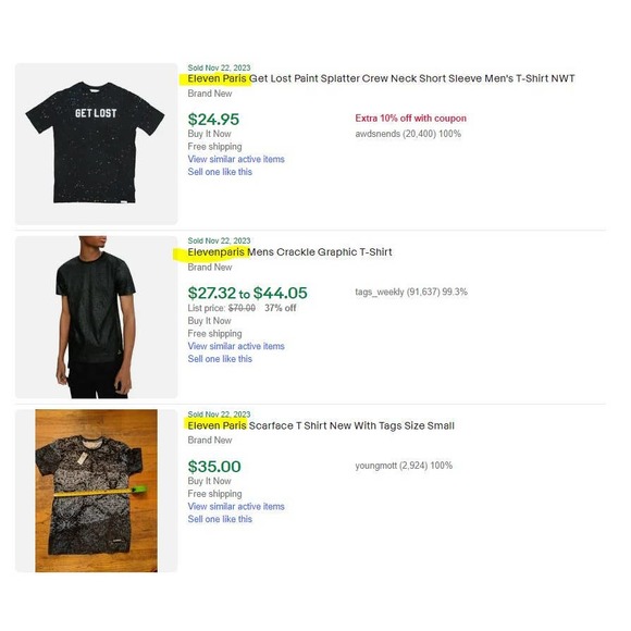 Eleven Paris Life is a Joke Paint Splatter Neck Short Sleeve Men's T-Shirt XXL - Picture 4 of 11